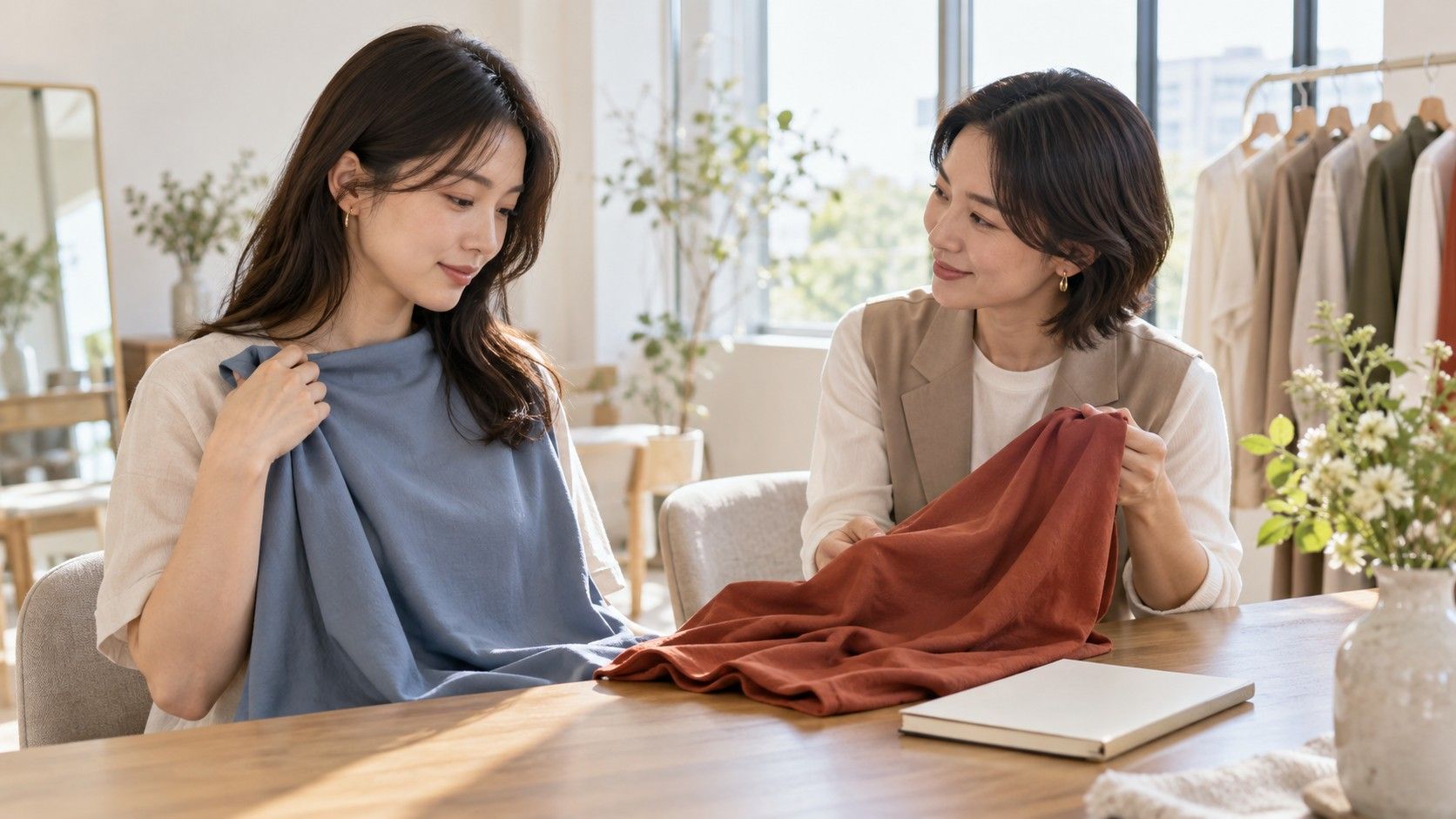 Selecting clothing colors with fabric samples